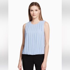 Calvin Klein Sleeveless Pleated Blue Blouse Size Small